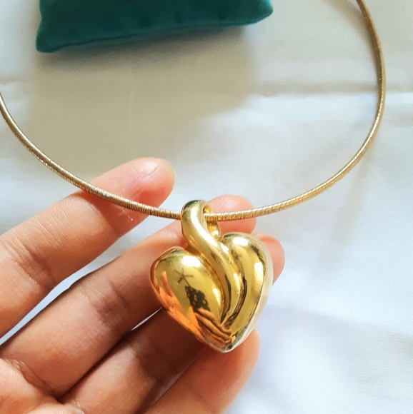 14K Gold over Sterling silver Heart Pendant And Necklace 18" inches - Picture 2 of 9